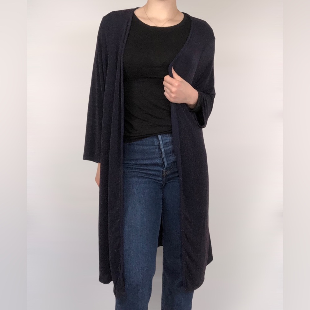 BOGO FREE NWT Evans Sparkle Open‎ Front Cardigan in Navy